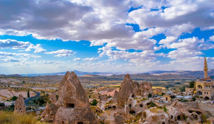 Local Handicrafts Souvenirs Cappadocia - a scenic view of a city with mountains in the background