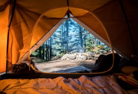 Best Camping Spots Cappadocia - orange camping tent near green trees