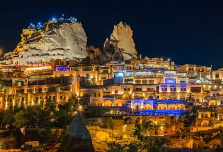 Nightlife Cappadocia - Illuminated Townscape and a Castle on a Rock