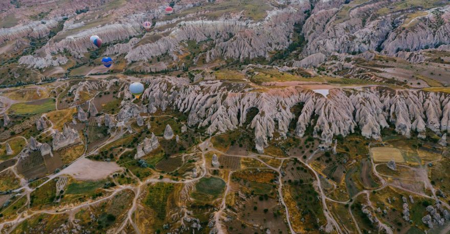 Short Visit Cappadocia - Aerial View of Green and Brown Mountains