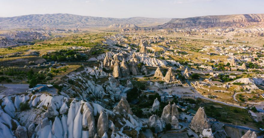 Best Gözleme Cappadocia - Aerial View of Green Trees and Gray Mountains