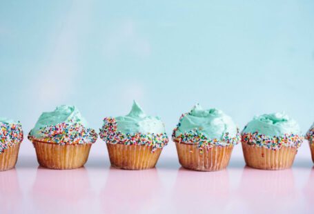Sweet Delights Cappadocia - six teal icing cupcakes with sprinkles