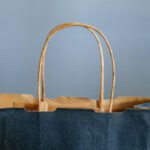 Shopping - blue and brown tote bag