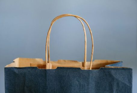Shopping - blue and brown tote bag